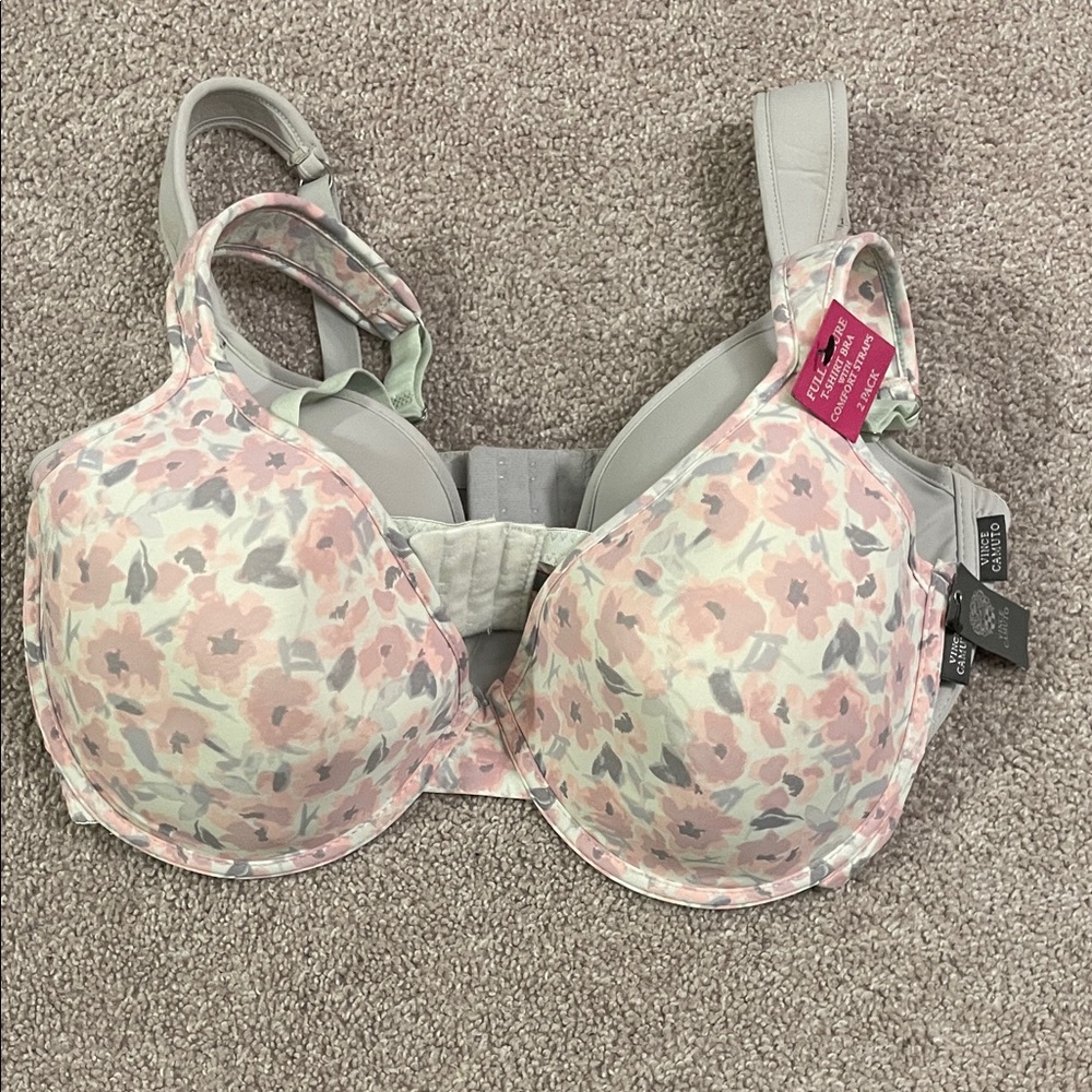 Vince Camuto Pink and Gray Floral Bra